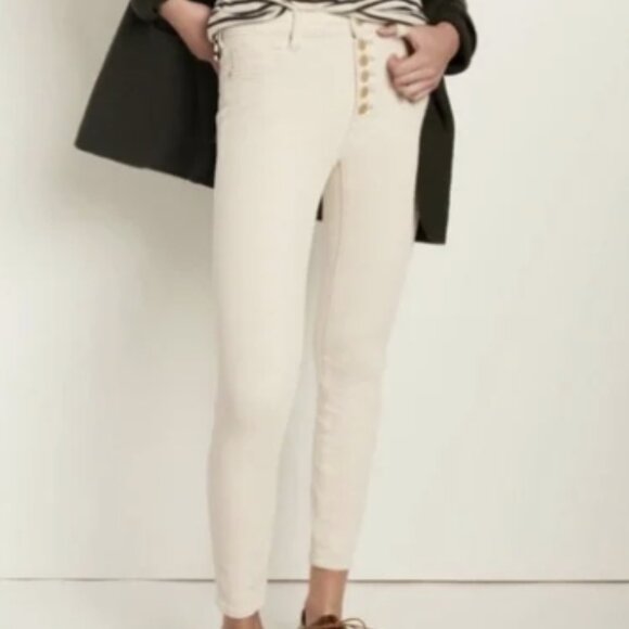 Pilcro Pants - Anthropologie Pilcro High Rise Skinny Button Fly Corduroy Pants in Creme Size 28